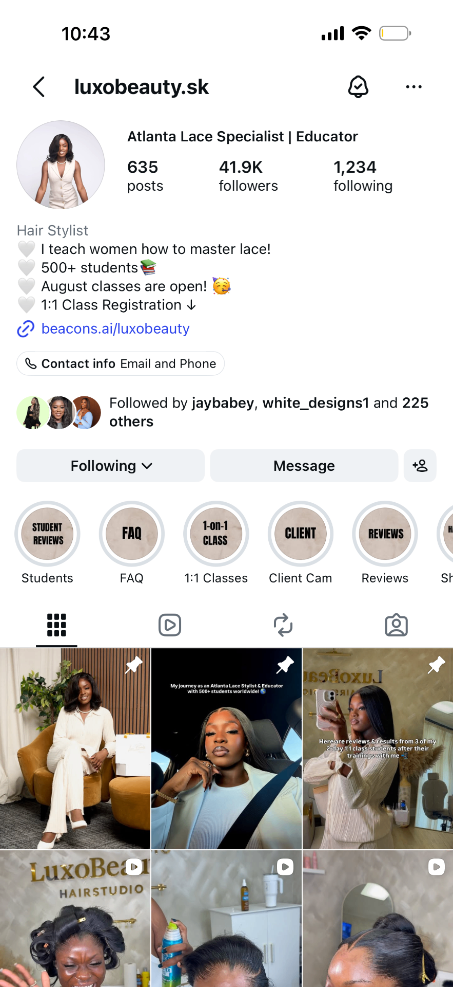 After Instagram profile screenshot